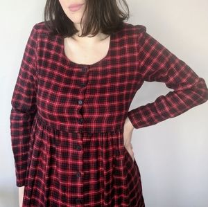 VTG 90s Flannel Maxi Dress Moda Intl sz 8 Grunge